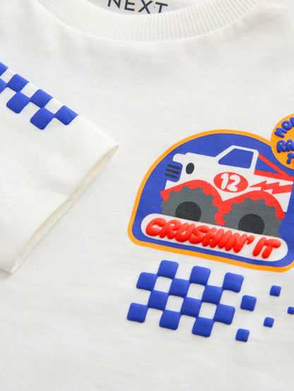 |Boy| Camisetas Com Estampa Gráfica De Manga Comprida Red Monster Trucks, Pacote com 3 (3 meses a 7 anos)