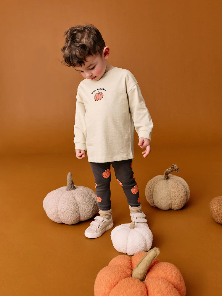 |Boy| Conjunto De Blusa e Leggings De Manga Comprida De Halloween da Little Pumpkin Neutral (3 meses a 7 anos)