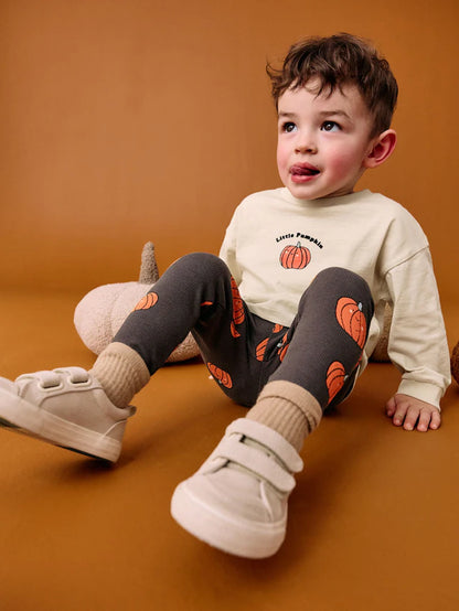 |Boy| Conjunto De Blusa e Leggings De Manga Comprida De Halloween da Little Pumpkin Neutral (3 meses a 7 anos)