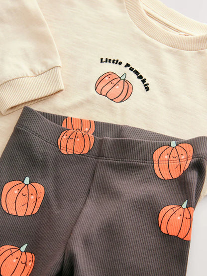 |Boy| Conjunto De Blusa e Leggings De Manga Comprida De Halloween da Little Pumpkin Neutral (3 meses a 7 anos)