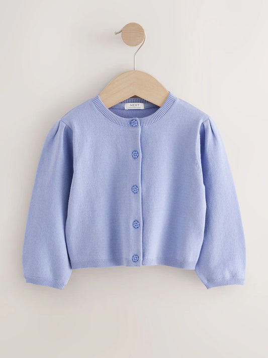 |Girl| Cardigan Lilás Roxo Com Manga Plissada (3 meses a 10 anos)