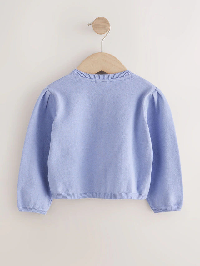 |Girl| Cardigan Lilás Roxo Com Manga Plissada (3 meses a 10 anos)