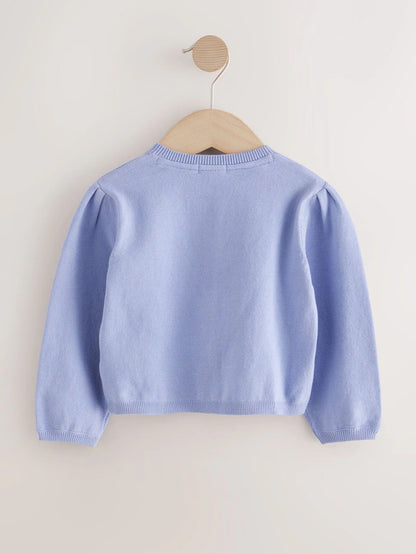 |Girl| Cardigan Lilás Roxo Com Manga Plissada (3 meses a 10 anos)