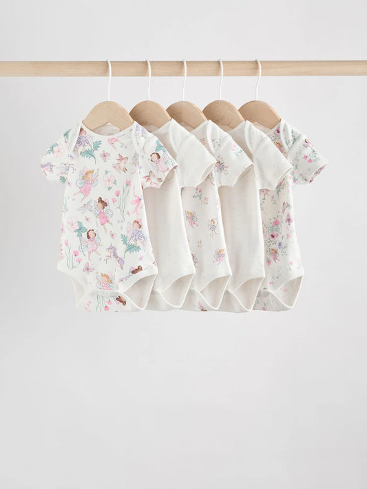 |BabyGirl| Pacote Com 3 Macacões De Manga Comprida Ecru Fairy Baby