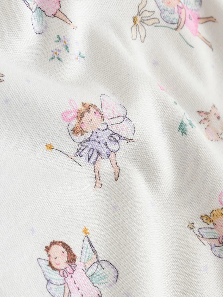 |BabyGirl| Pacote Com 3 Macacões De Manga Comprida Ecru Fairy Baby