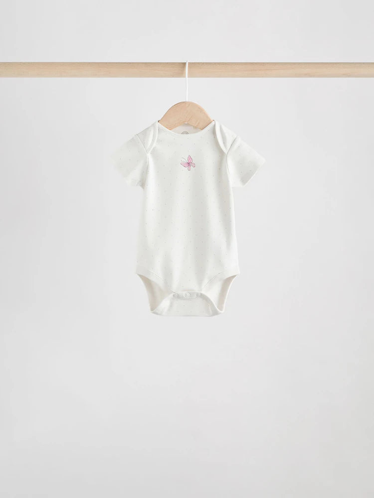 |BabyGirl| Pacote Com 3 Macacões De Manga Comprida Ecru Fairy Baby