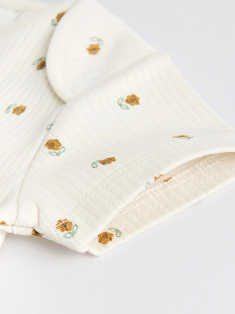 |BabyGirl| Pacote Com 5 Macacões Canelados De Manga Curta Verde Sálvia Para Bebês