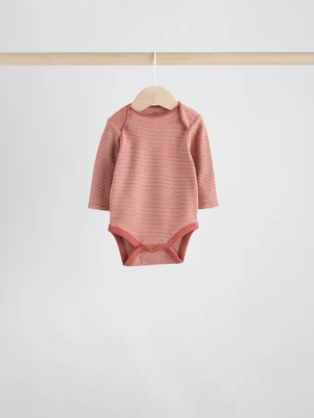 |BabyBoy| Pacote Com 5 Bodies De Manga Comprida Para Bebês, Azul/Marrom