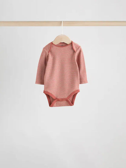 |BabyBoy| Pacote Com 5 Bodies De Manga Comprida Para Bebês, Azul/Marrom