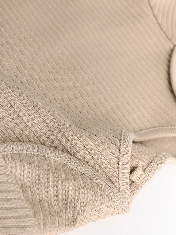 |BabyBoy| Pacote Com 5 Bodies De Manga Comprida Marrom Para Bebê