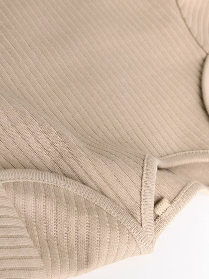 |BabyBoy| Pacote Com 5 Bodies De Manga Comprida Marrom Para Bebê