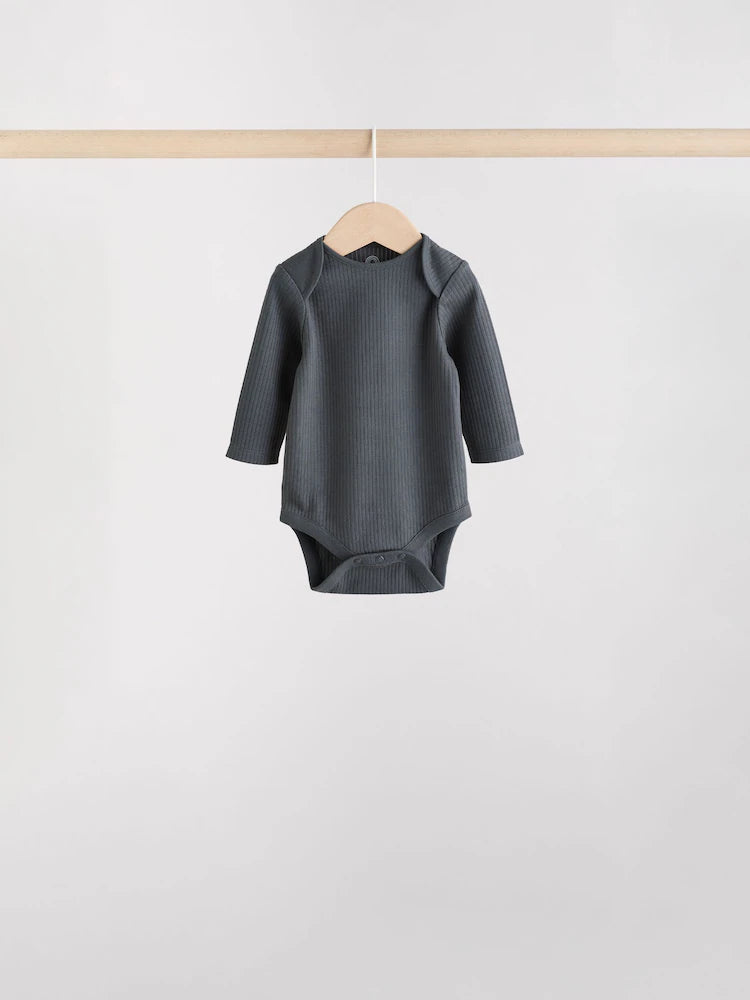 |BabyBoy| Pacote Com 5 Bodies De Manga Comprida Marrom Para Bebê