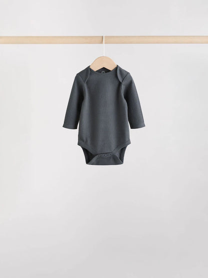 |BabyBoy| Pacote Com 5 Bodies De Manga Comprida Marrom Para Bebê