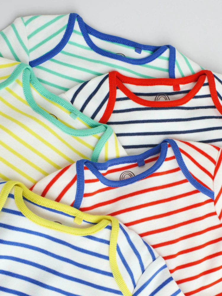 |BabyBoy| Conjunto Com 5 Bodies De Manga Comprida Para Bebês Em Cores Vibrantes