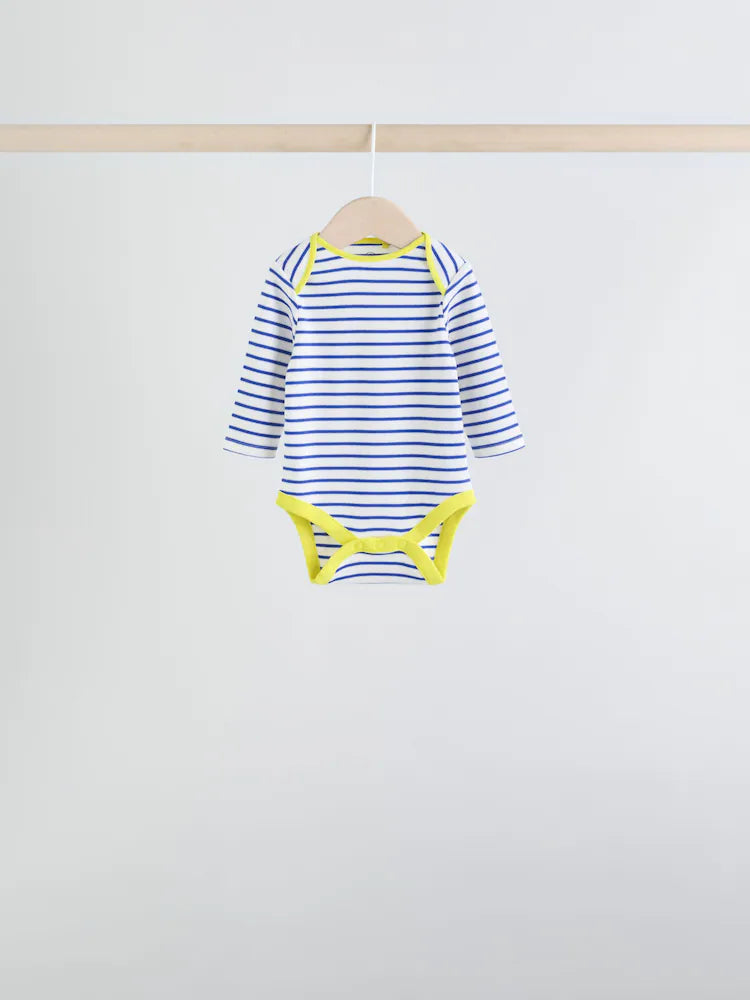 |BabyBoy| Conjunto Com 5 Bodies De Manga Comprida Para Bebês Em Cores Vibrantes