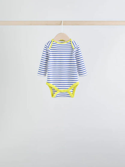 |BabyBoy| Conjunto Com 5 Bodies De Manga Comprida Para Bebês Em Cores Vibrantes