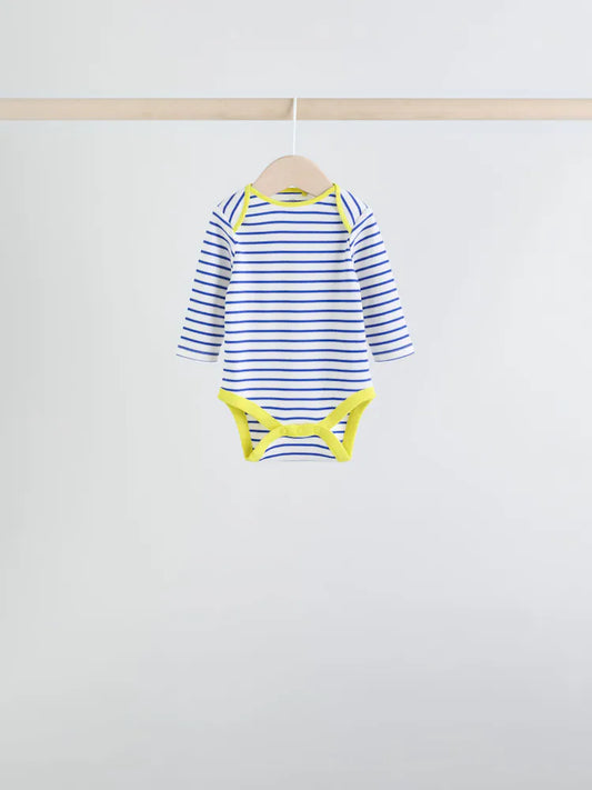 |BabyBoy| Conjunto Com 5 Bodies De Manga Comprida Para Bebês Em Cores Vibrantes