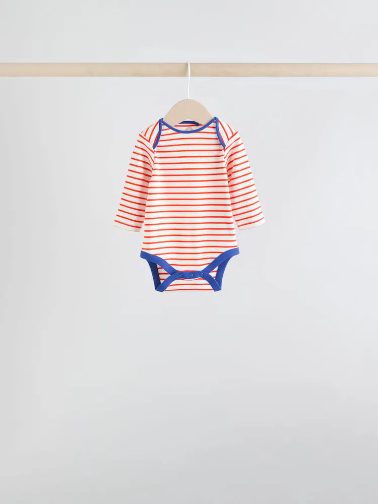 |BabyBoy| Conjunto Com 5 Bodies De Manga Comprida Para Bebês Em Cores Vibrantes