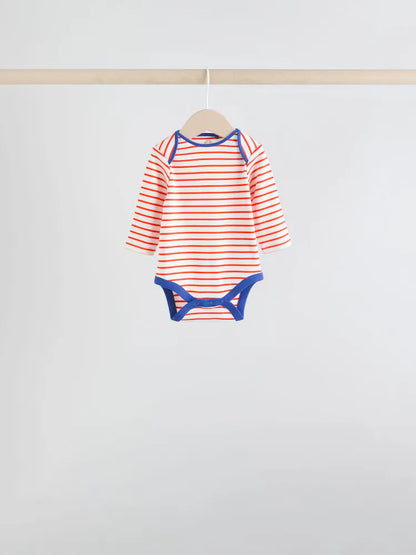 |BabyBoy| Conjunto Com 5 Bodies De Manga Comprida Para Bebês Em Cores Vibrantes