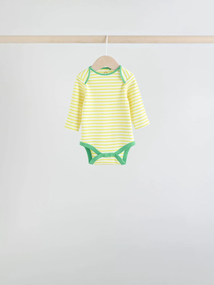 |BabyBoy| Conjunto Com 5 Bodies De Manga Comprida Para Bebês Em Cores Vibrantes