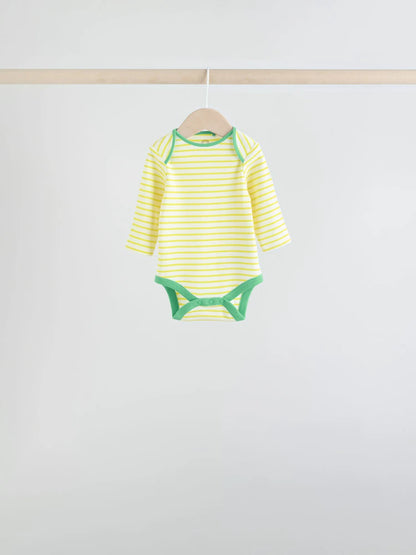 |BabyBoy| Conjunto Com 5 Bodies De Manga Comprida Para Bebês Em Cores Vibrantes