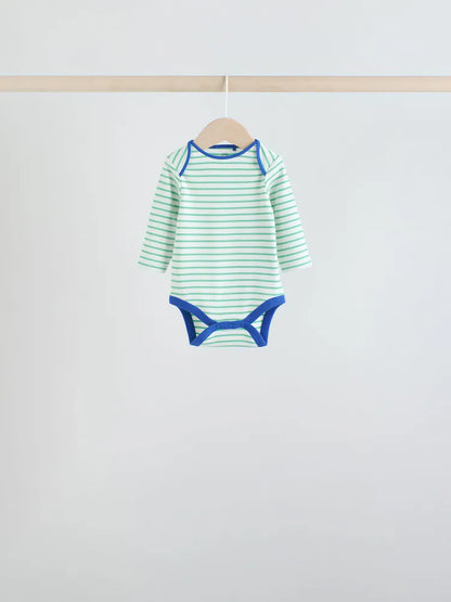 |BabyBoy| Conjunto Com 5 Bodies De Manga Comprida Para Bebês Em Cores Vibrantes