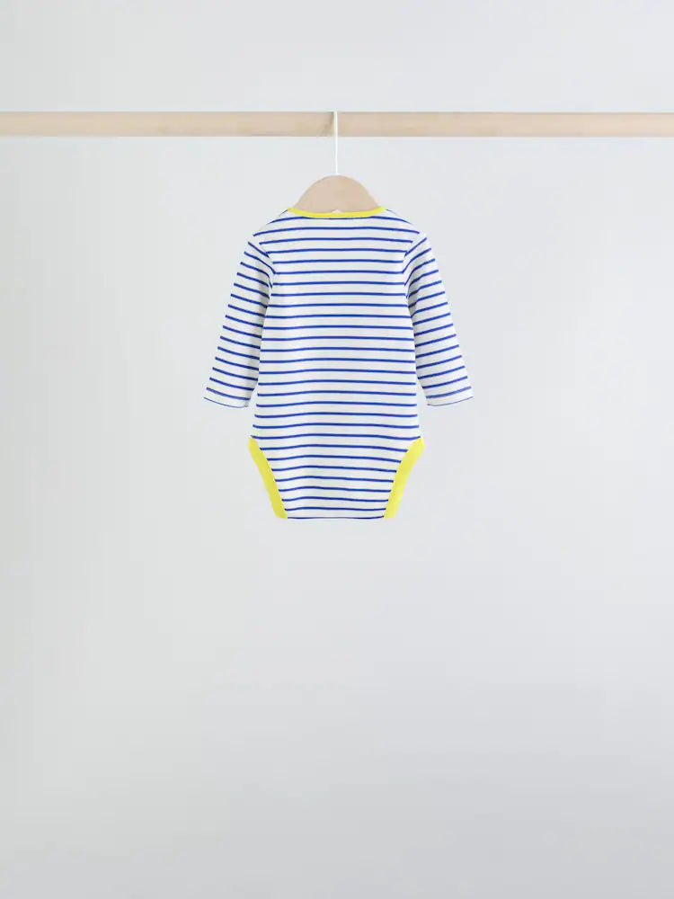 |BabyBoy| Conjunto Com 5 Bodies De Manga Comprida Para Bebês Em Cores Vibrantes