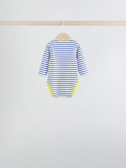 |BabyBoy| Conjunto Com 5 Bodies De Manga Comprida Para Bebês Em Cores Vibrantes