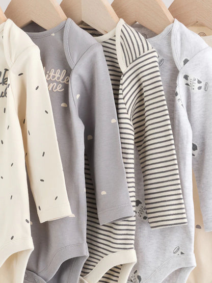 |BabyBoy| Conjunto De 5 Bodies De Manga Comprida Monocromáticos Para Bebês