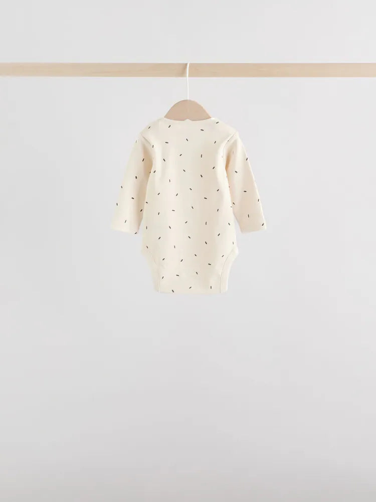 |BabyBoy| Conjunto De 5 Bodies De Manga Comprida Monocromáticos Para Bebês