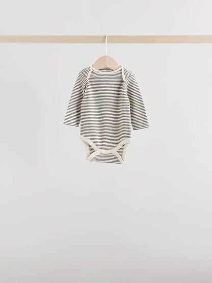 |BabyBoy| Conjunto De 5 Bodies De Manga Comprida Monocromáticos Para Bebês