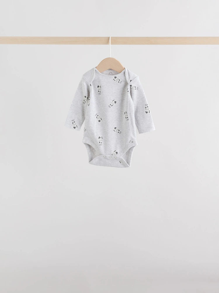 |BabyBoy| Conjunto De 5 Bodies De Manga Comprida Monocromáticos Para Bebês