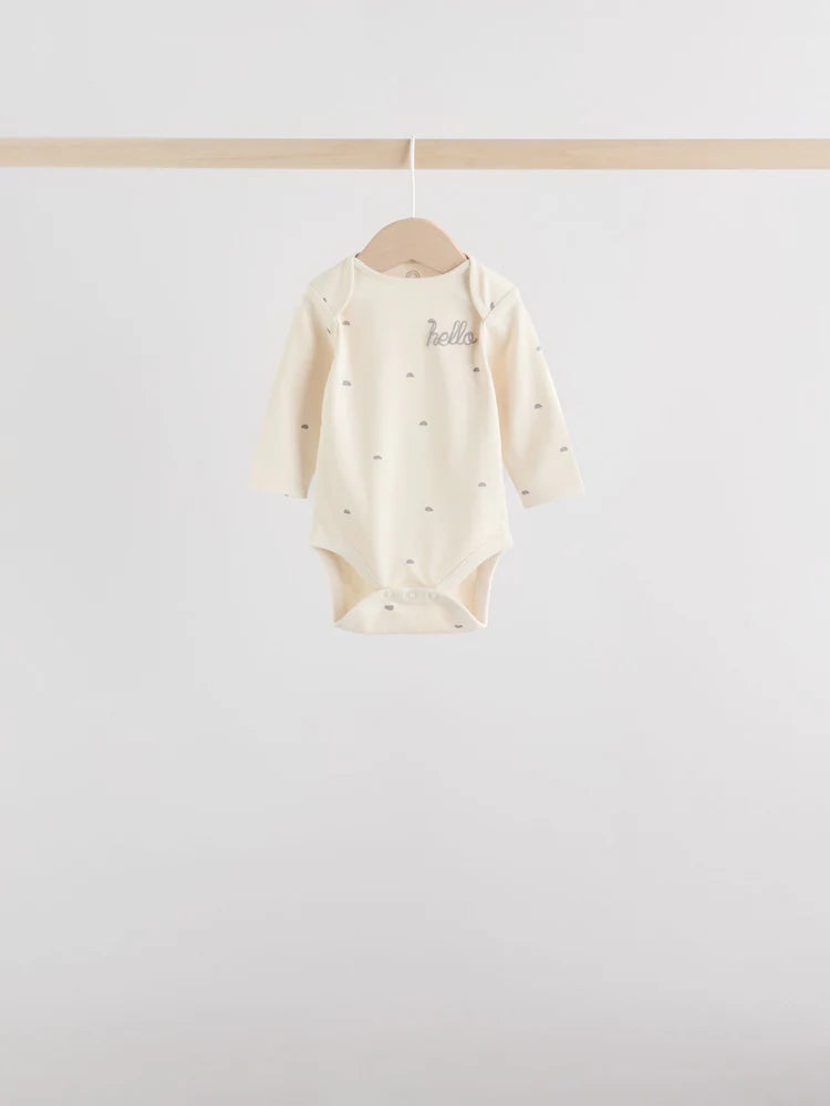 |BabyBoy| Conjunto De 5 Bodies De Manga Comprida Monocromáticos Para Bebês