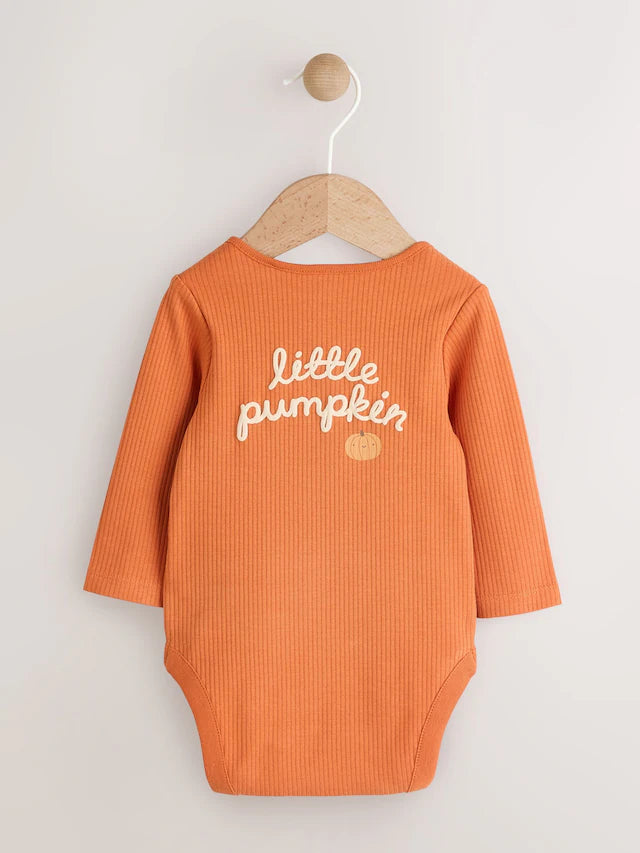 |BabyBoy| Conjunto De Macacão e Chapéu De Halloween De Manga Comprida Laranja Para Bebê