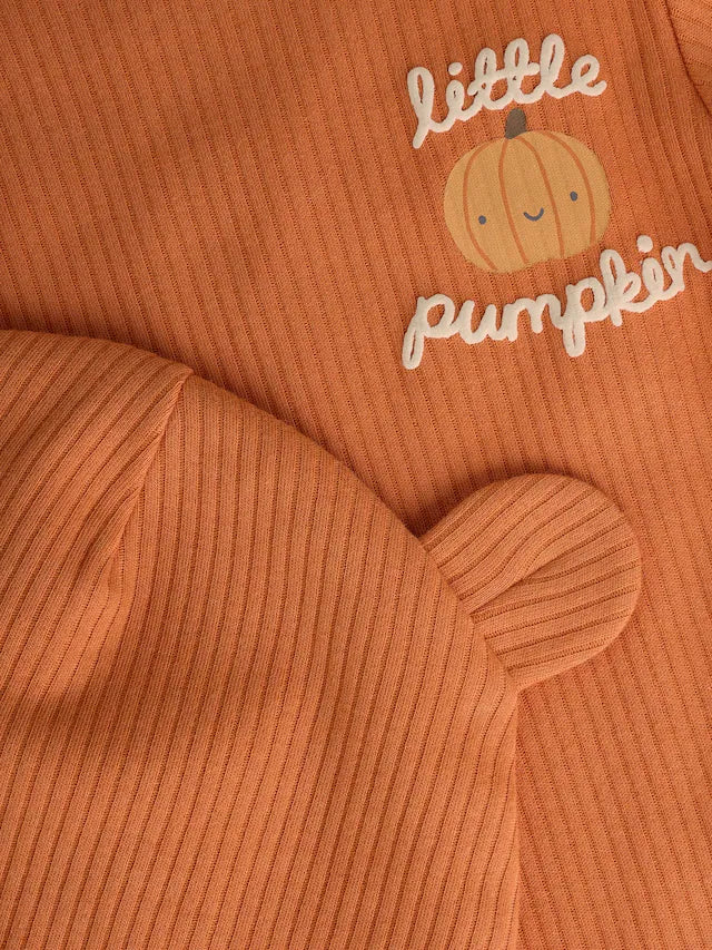 |BabyBoy| Conjunto De Macacão e Chapéu De Halloween De Manga Comprida Laranja Para Bebê