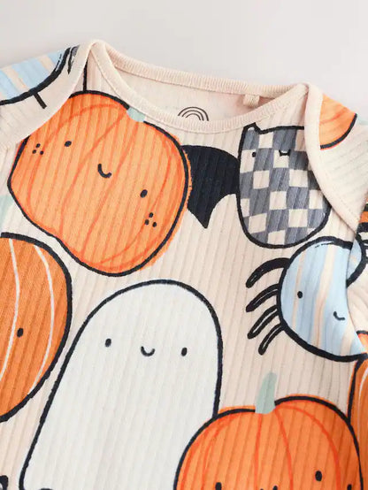 |BabyBoy| Body De Halloween De Manga Comprida Laranja Para Bebê
