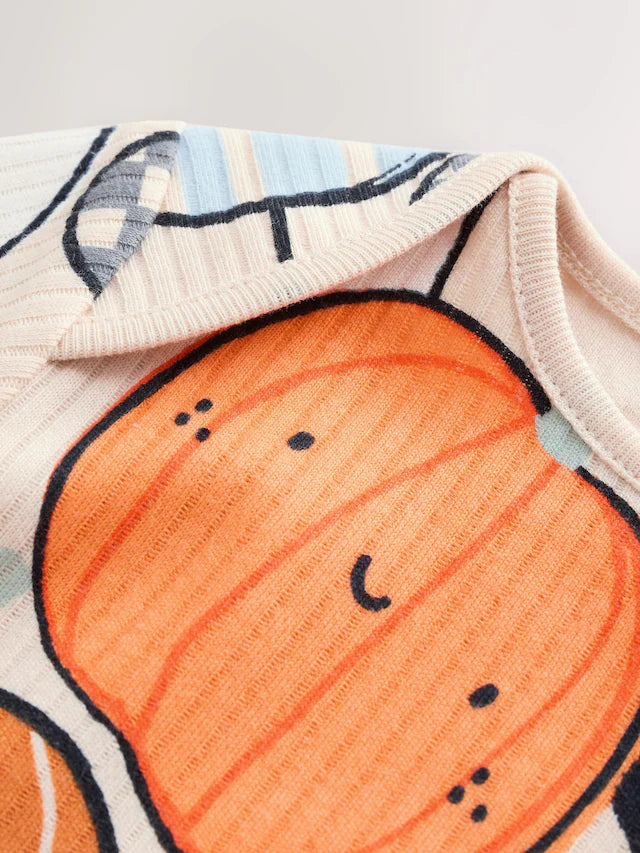 |BabyBoy| Body De Halloween De Manga Comprida Laranja Para Bebê