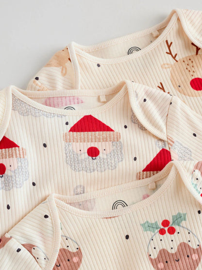 |BabyBoy| Pacote Com 3 Macacões De Natal Para Bebês