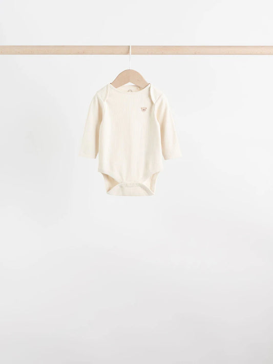 |BabyBoy| Conjunto Com 5 Bodies De Manga Comprida Para Bebês Com Estampa De Ursinho Neutro