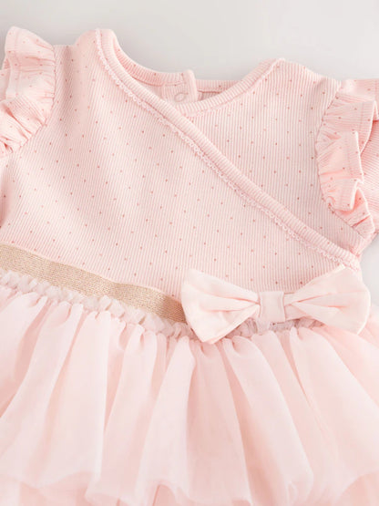 |BabyGirl| Vestido Tutu De Manga Comprida Rosa Para Bebê (0 meses a 2 anos)