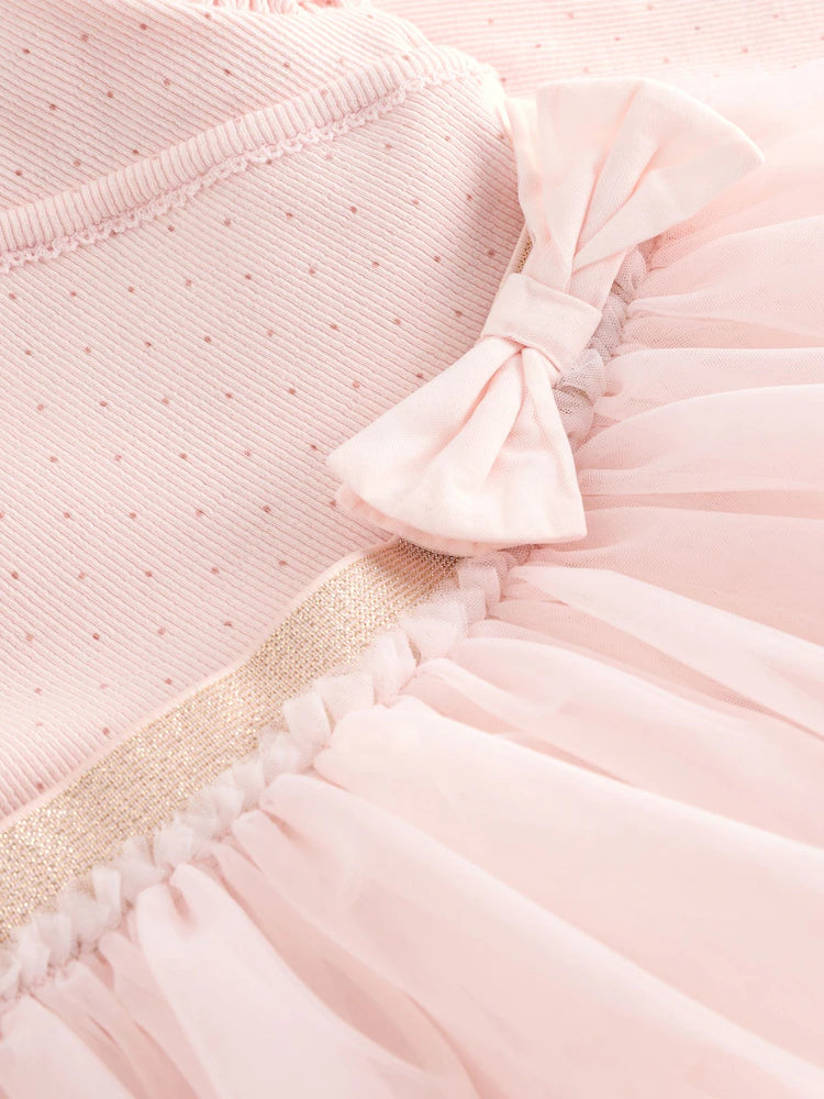 |BabyGirl| Vestido Tutu De Manga Comprida Rosa Para Bebê (0 meses a 2 anos)