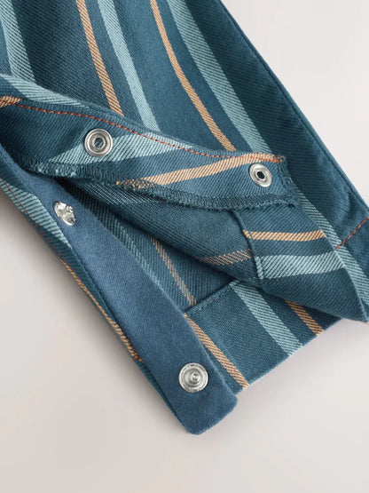 |BabyBoy| Conjunto De Macacão e Macacão Infantil Listrados Em Tecido Mineral (0 meses a 2 anos)