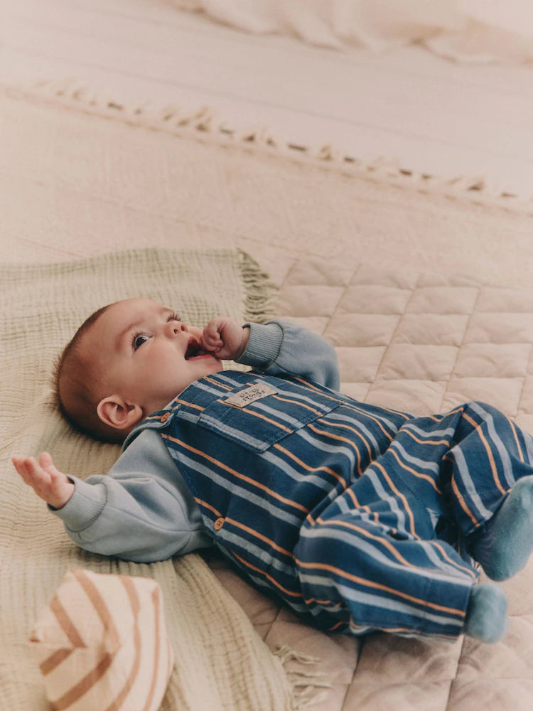 |BabyBoy| Conjunto De Macacão e Macacão Infantil Listrados Em Tecido Mineral (0 meses a 2 anos)