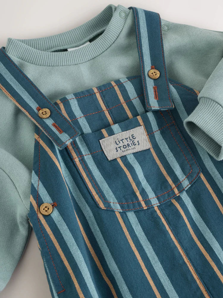 |BabyBoy| Conjunto De Macacão e Macacão Infantil Listrados Em Tecido Mineral (0 meses a 2 anos)