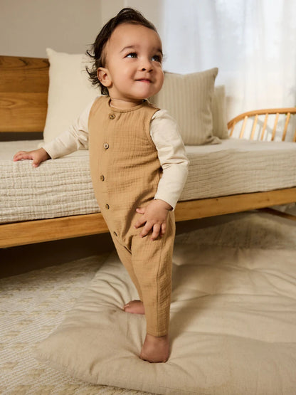 |BabyBoy| Conjunto de macacão e macacão marrom para bebê (0 meses a 2 anos)