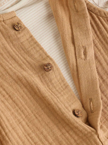 |BabyBoy| Conjunto de macacão e macacão marrom para bebê (0 meses a 2 anos)