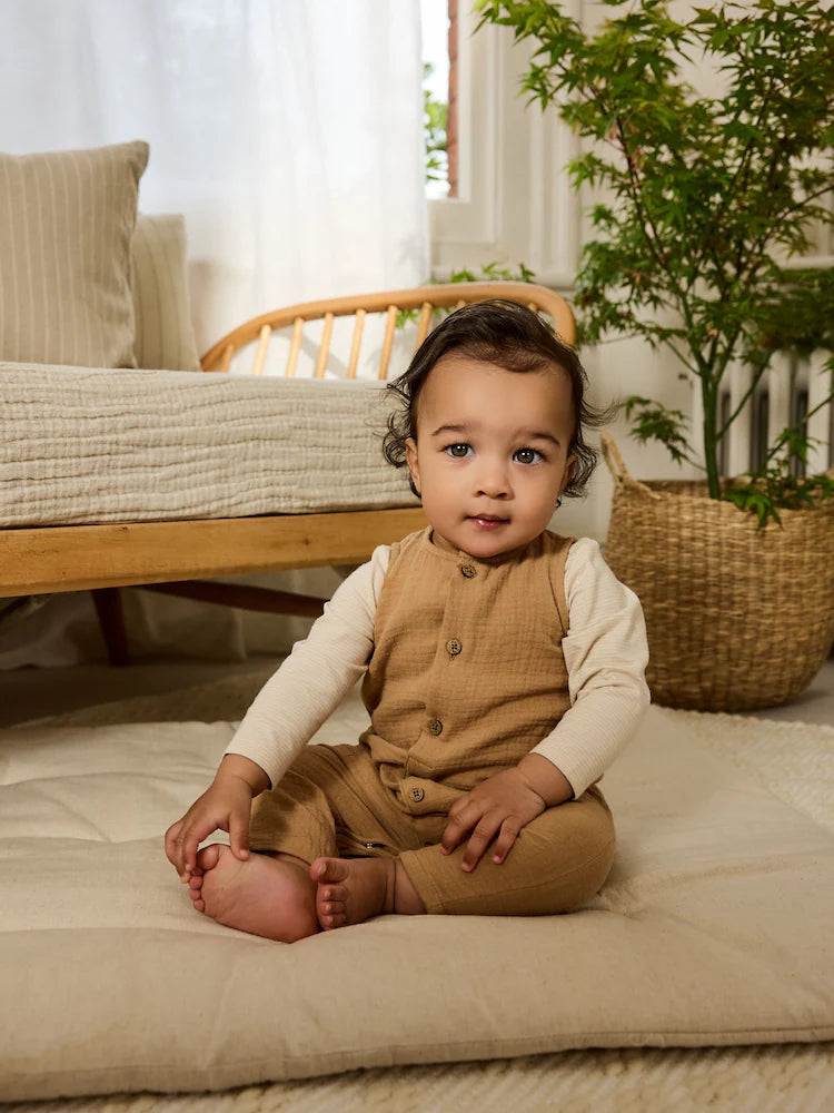 |BabyBoy| Conjunto de macacão e macacão marrom para bebê (0 meses a 2 anos)