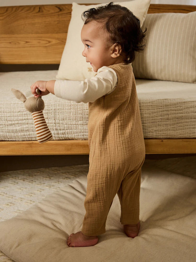 |BabyBoy| Conjunto de macacão e macacão marrom para bebê (0 meses a 2 anos)