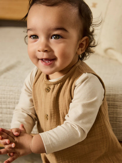 |BabyBoy| Conjunto de macacão e macacão marrom para bebê (0 meses a 2 anos)