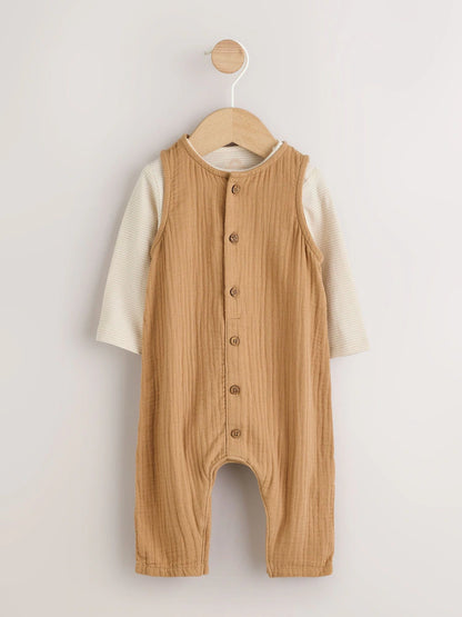 |BabyBoy| Conjunto de macacão e macacão marrom para bebê (0 meses a 2 anos)